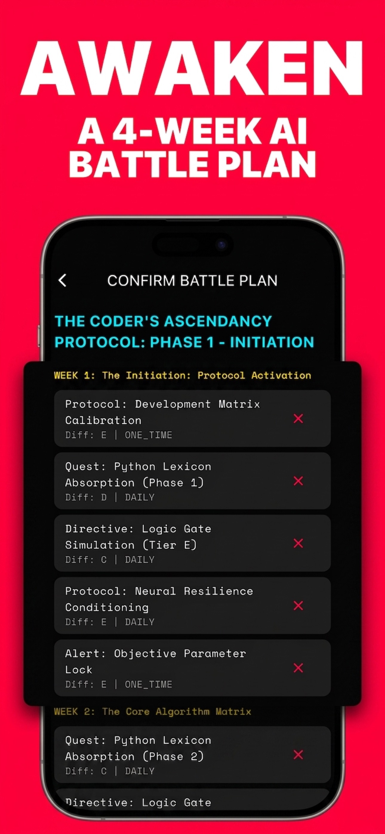 Awaken AI battle plan setup screen