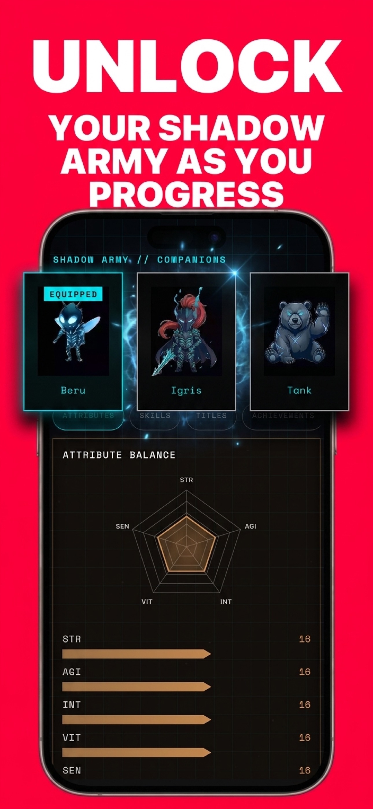 Awaken AI companion progression screen